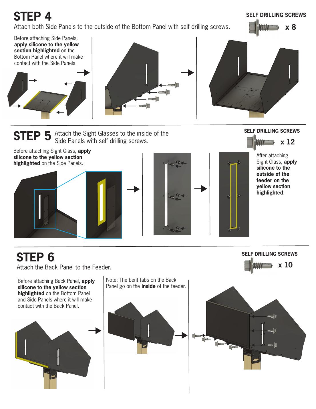 555 lb feeder install — page 2, steps 4–6